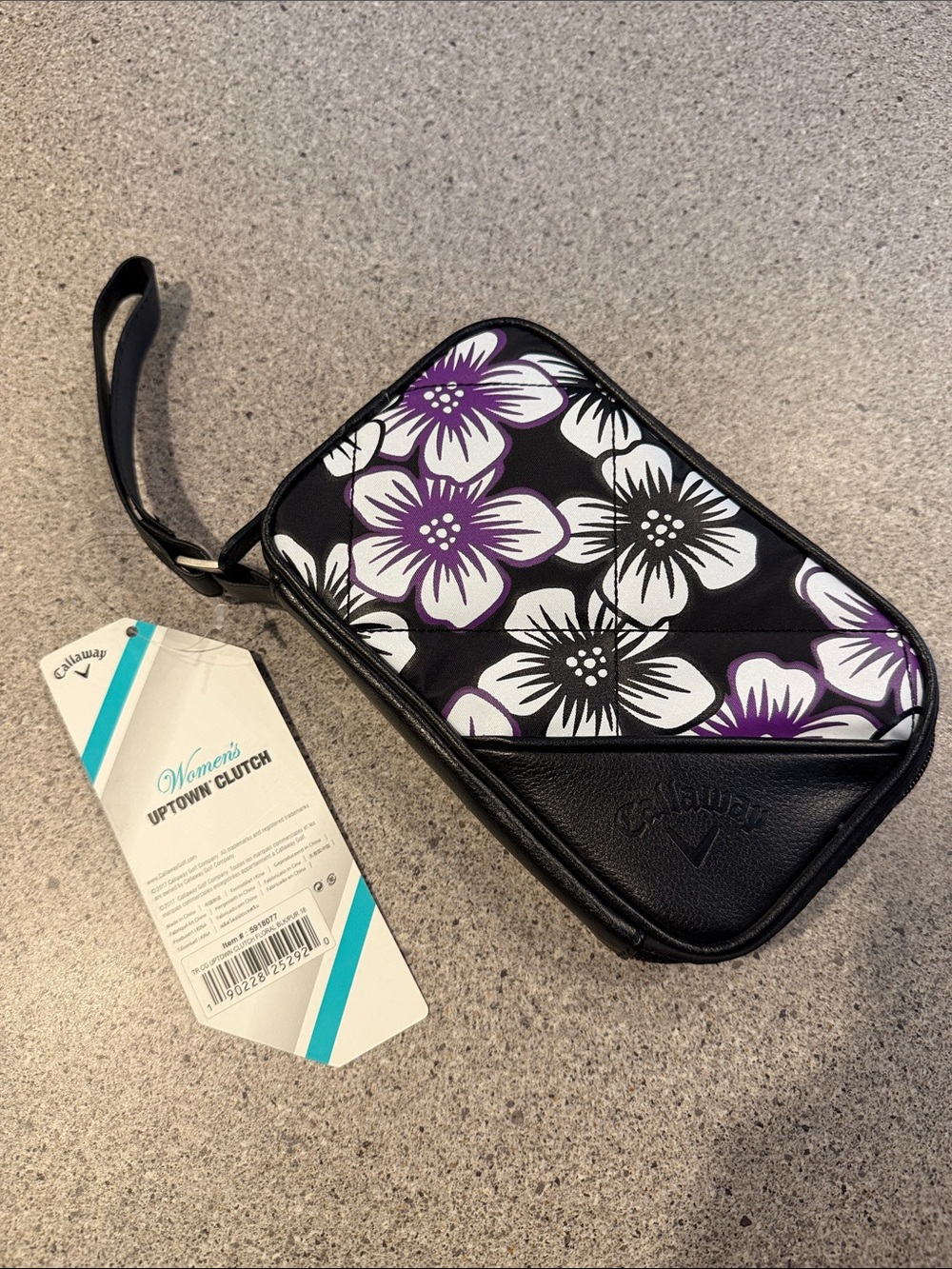 Callaway Black, White & Purple Floral Wristlet Clutch - NEW WITH TAGS